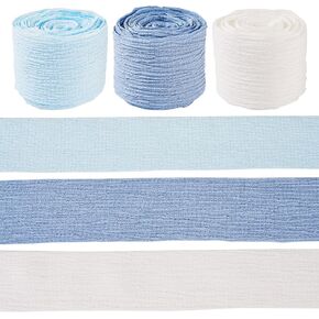 FASHEWELRY 9 Yards Polycotton Pleated Ribbon Sky Blue Wrinkled Ruffled Fabric Ribbon Crinkle Ribbon for DIY Hair Accessories Home Party Wedding Decoration Crafts