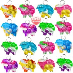 30 Packs Rainbow Bulk Sheep Fidget Pop Gifts, Mini Anxiety Stress Reliever Toys for Students Bubble Prize, Kids Birthday Christmas Party Favors