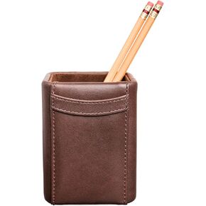 Dacasso Leather Pencil Cup - Luxury Cup Storage for Pens, Pencils, & Office Accessories - Elegant Pen Organizer & Executive Desk Decor - (Chocolate Brown)