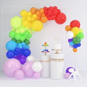LovesTown 100PCS Rainbow Balloon Arch Kit, Assorted Colors Different Size Latex Balloon Garland 18 12 10 5 Inch for Birthday Party Wedding Anniversary Festival Carnival Circus Decoration