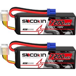6S Lipo Battery 22.2V 100C 7200mAh with EC5 Connector Soft Case RC Battery for Car Truck Tank Boat Associated Racing Hobby (2 Packs)