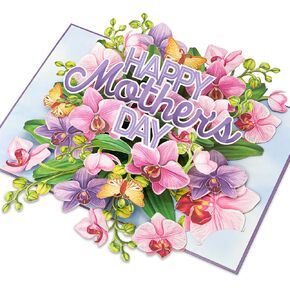 البطاقات المنبثقة في عيد الأم ، عيد أم سعيد ، أوركيد ، فراشة ، بطاقات تحية ثلاثية الأبعاد ، هدية للأم ، العرابة ، زوجة الأب ، الأخ ، الأم في القانون ، الزوجة ، 5x7 - تشمل المغلف ومذكرة الرسائل