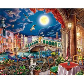 Springbok's Evening Cafe in Venice 1000 Piece Puzzle for Adults- Wonderful Travel Themed Puzzle to Challenge You