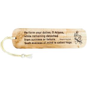 Double Sided Bhagavad Gita Chapter 2, Verse 48 Shloka Quote Lord Krishna Engraved Wood Handmade Bookmark Hinduism Blessings Divine Gift
