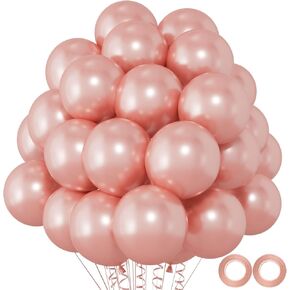 12inch Pearl Pink Balloons, 50pcs Double -Stuffed Pearl Baby Pink Balloons for Wedding Birthday Bridal Shower Engagement Anniversary Party Decorations