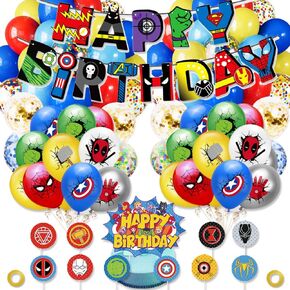 Birthday Decoration,Birthday Party Supplies,birthday Banner,Balloons,Toppers Cake Toppers,6 Pcs Large Foil Balloons for Kid's boy Girls