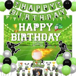 Lacrosse Birthday Party Decorations for Boys, Lacrosse Happy Birthday Decoration Backdrop Banner Silver Green Black Balloon Cake Cupcake Topper for Boy Sport Theme Birthday Party