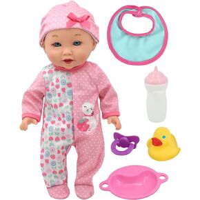 Little Darlings: 12 "Talking Playtime Doll - Pink ، Strawberry ، Kitty - Baby يقول 6 عبارات مختلفة ، ملحقات ، مغامرات جديدة ، أطفال أطفال سن 2+