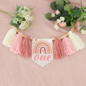Handmade Boho 1st Birthday High Chair Banner Party Decoration For Girl Baby Shower Wall Hangings Decorative For Kids Bedroom