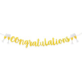 Congratulations Banner|Wedding|Anniversary|Graduation|Retirement Party Decorations Supplies Shimmering Gold Letters Banner Cheers