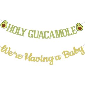 Holy Guacamole We're Having a Baby Banner, Avocado Baby Shower Gender Reveal Party Decorations, Taco Bout a Baby Banner, Holy Guacamole Baby Shower Party Decorations Gold Green Glitter