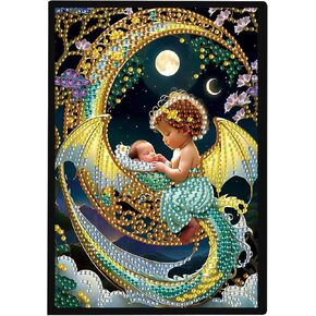 JISHSHAY Diamond Art Notebook Kits Diamond Painting Journal Kit Diamond Painting Accessories Blank Notebook Diamond Art Kits Aesthetic Notebooks Journal Notebook Gem Art Sketch Book A5 Angel