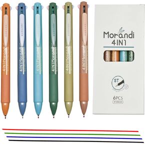 12 PCS Multicolor 4 in1 Gel Pens Morandi 4 Colors Retractable Ballpoint Pens For School Home Office Stationery Store