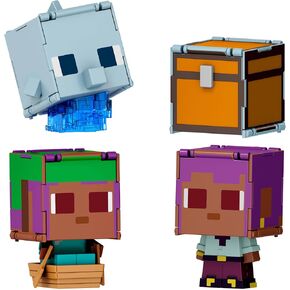 Mattel Minecraft Flippin’ Figs 2-Pack, 2 Action Figures in 3.75-inch Scale with Large Heads & 2-in-1 Fidget Play, EFE/Sailboat & Dolphin/Treasure Chest