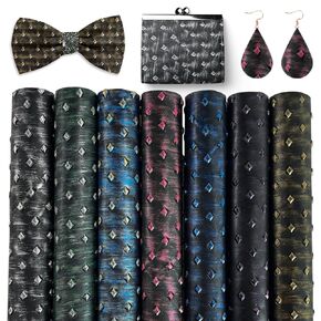 XHT 6 Pcs/Set Classical PU Faux Leather Sheet 8.3"x11.8" Distressed Retro PU Leather Vinyl Gothic Skull Rose DIY Upholstery and Home Accessories