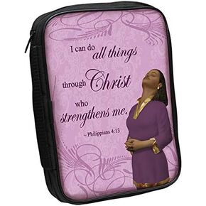Word of Life African American Bible Cover Collections: I can do All Things... Philippians 4:13 (NKJV), 7" W, 10" H, 2" D (Inside Dimensions)