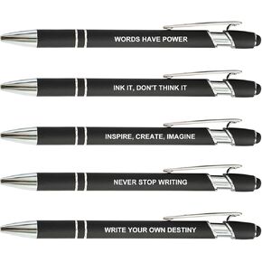 5 Pcs Inspirational Pens, Engraved Motivational Words Ballpoint Pen, Positive Gift for Office Coworker Friend