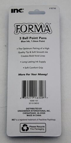 Inc. Forma Retractable Pens - 1.0mm Blue Ink - (3 Pens Included) in Saudi Arabia