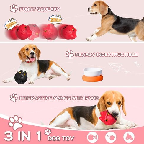 Dog Toys for Aggressive Chewers, Squeaky Dog Chew Toys for Large Breed, Tough Indestructible Interactive Chew Toys for Medium Large Dogs (Red) in Saudi Arabia