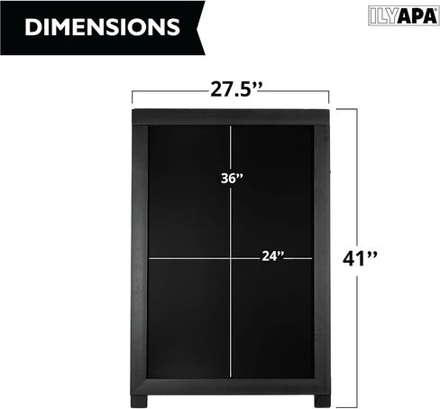 Ilyapa 2 in 1 A Frame Sign Holder and Chalkboard Easel - Dual Sided Magnetic Chalk Sandwich Board & Poster Stand - Sidewalk Advertising Signs Display for Businesses and Vendors Outdoor - 28x41 - Black in Kuwait