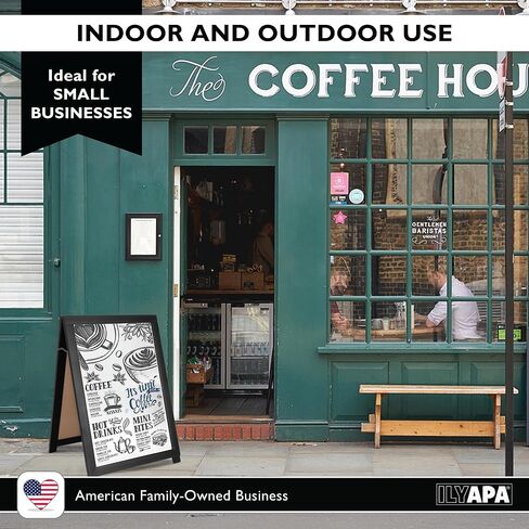 Ilyapa 2 in 1 A Frame Sign Holder and Chalkboard Easel - Dual Sided Magnetic Chalk Sandwich Board & Poster Stand - Sidewalk Advertising Signs Display for Businesses and Vendors Outdoor - 28x41 - Black in Kuwait