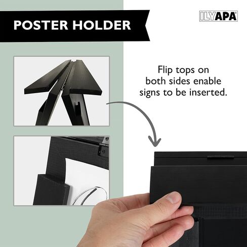 Ilyapa 2 in 1 A Frame Sign Holder and Chalkboard Easel - Dual Sided Magnetic Chalk Sandwich Board & Poster Stand - Sidewalk Advertising Signs Display for Businesses and Vendors Outdoor - 28x41 - Black in Kuwait