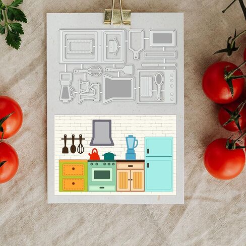 BENECREAT Kitchen Theme Metal Cutting Dies, Refrigerator Kitchenware Embossing Stencil Template for DIY Crafts Scrapbook ​Photo Album Decor Card Making, 9.5x14.8cm/ 3.7x5.8inch in Saudi Arabia