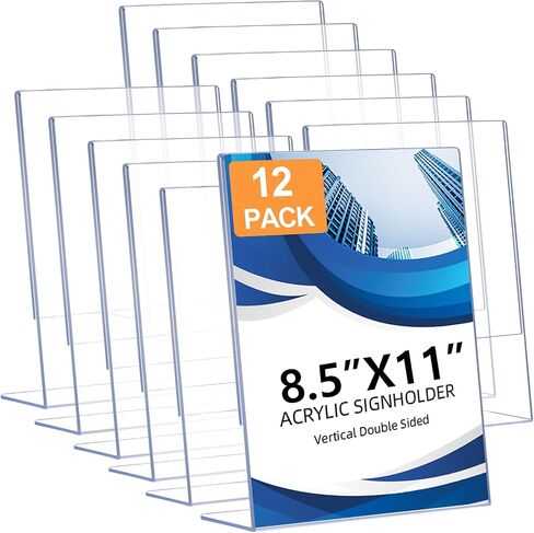 30 Pack Acrylic Sign Holder 8.5 x 11, Clear Plastic Display Stands for Tabletop, L-Shape Acrylic Stands for Flyers, Documents, Office, Restaurants, Vertical Sign Holder 8.5x11 for Desktop in Saudi Arabia