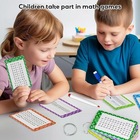 Multiplication Flashcards 0-12, 13 Pcs Multiplication Chart Math Flashcards, Multiplication Math Game, Times Table Flash Cards with 2 Dry Erase Markers and 2 Rings for 1st to 3rd Grades in Kuwait