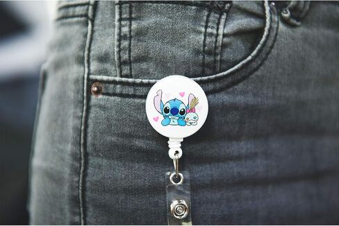 Tense 4 Pack Christmas Stitch ID Badge Holder, Cartoon RN Badge Reel Retractable Belt Clip for Women Teacher Nurse (4pXmas) in Saudi Arabia