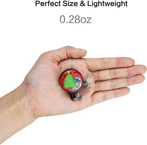 Tense 4 Pack Christmas Stitch ID Badge Holder, Cartoon RN Badge Reel Retractable Belt Clip for Women Teacher Nurse (4pXmas) in Saudi Arabia
