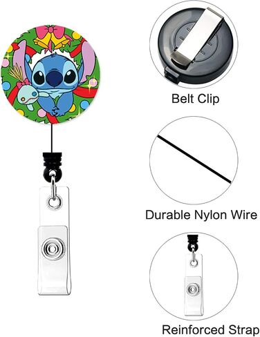 Tense 4 Pack Christmas Stitch ID Badge Holder, Cartoon RN Badge Reel Retractable Belt Clip for Women Teacher Nurse (4pXmas) in Saudi Arabia