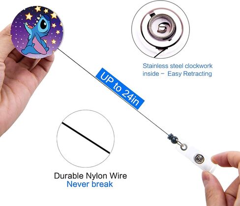 Tense 4 Pack Christmas Stitch ID Badge Holder, Cartoon RN Badge Reel Retractable Belt Clip for Women Teacher Nurse (4pXmas) in Saudi Arabia