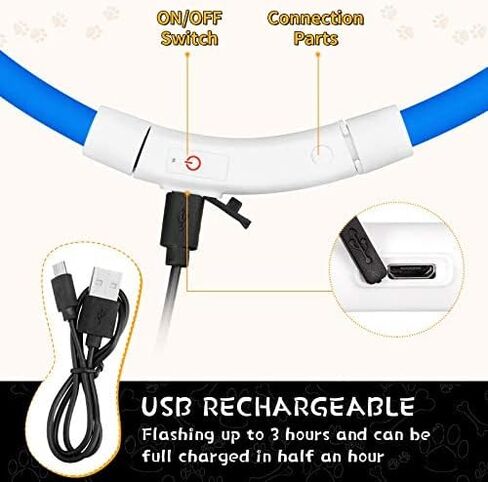 Weewooday 3 Pcs Dog Collar LED USB Rechargeable Lights Dog Necklace Collars Doggy Lights for Night Walking Adjustable Safety Lamp Pet Collars for Large Medium Small Puppy Pet(3 Colors,Classic Style) in Kuwait