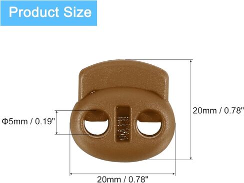 أقفال سلك زنبرك بلاستيكي UXCELL ، قفل ربطة عنق الدانتيل الحذاء 20pcs ، فتحة منزلق مزدوجة الفتحة كليف سدادة السدادة للرسومات Paracord (القهوة) in Kuwait