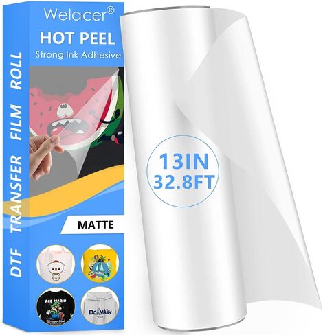 DTF Transfer Film Roll 13 Inch x 32.8 FT for Sublimation Double-Side Clear Pretreat Sheets, PET Heat Transfer Paper for Epson Inkjet Printer Direct Print on T shirts Textile in Saudi Arabia