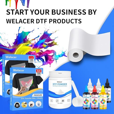 DTF Transfer Film Roll 13 Inch x 32.8 FT for Sublimation Double-Side Clear Pretreat Sheets, PET Heat Transfer Paper for Epson Inkjet Printer Direct Print on T shirts Textile in Saudi Arabia