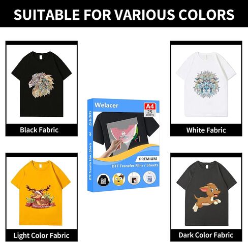 DTF نقل فيلم لفة 13 بوصة × 32.8 قدم للتسامي صفائح المعالجة الصافية مزدوجة ، وورقة نقل حرارة الحيوانات الأليفة لطابعة نفايات Epson مباشرة على القمصان tirts in Kuwait