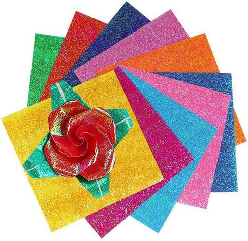 50 Sheets Origami Paper 4"x4" Square Glitter Shiny Single Sided Folding Paper for Art and Craft Kids Handmade DIY Accessories in Saudi Arabia