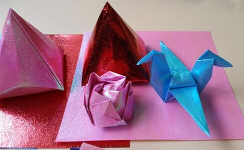 50 Sheets Origami Paper 4"x4" Square Glitter Shiny Single Sided Folding Paper for Art and Craft Kids Handmade DIY Accessories in Saudi Arabia