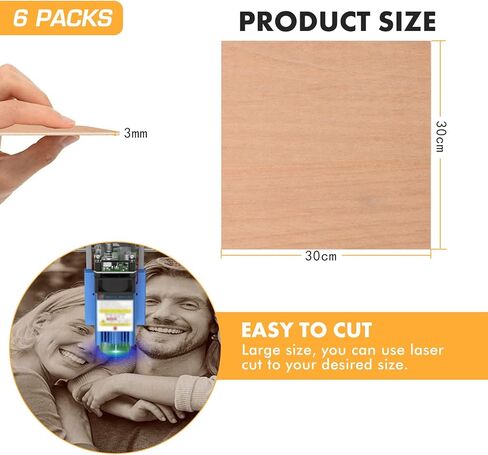 Longer Diversified Double Sided Plywood Sheets for Your DIY Projects (11.8" x 11.8“ x 0 .118")- Black Walnut Plywood（6PCS） in Kuwait