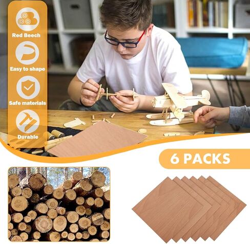 Longer Diversified Double Sided Plywood Sheets for Your DIY Projects (11.8" x 11.8“ x 0 .118")- Black Walnut Plywood（6PCS） in Kuwait