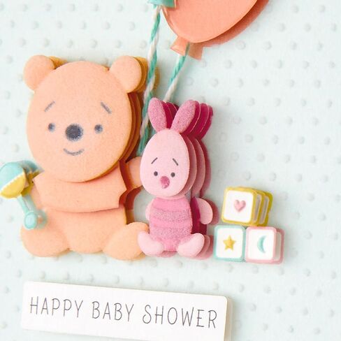 Hallmark Signature Disney Baby Shower Card for New Parents (Winnie the Pooh and Piglet) Welcome New Baby, Congratulations in Kuwait