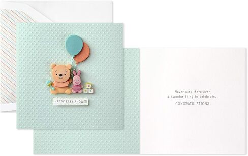 Hallmark Signature Disney Baby Shower Card for New Parents (Winnie the Pooh and Piglet) Welcome New Baby, Congratulations in Kuwait