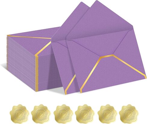 50 Pieces A7 Colorful 5x7 Envelopes V Flap Invitation Envelopes,Letter Envelopes for 5x7 Cards, Birthday, Weddings, Graduations, Greeting Cards, Baby Shower (Purple) in Saudi Arabia