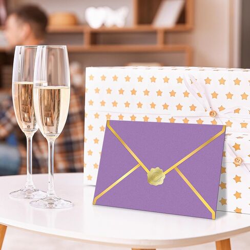 50 Pieces A7 Colorful 5x7 Envelopes V Flap Invitation Envelopes,Letter Envelopes for 5x7 Cards, Birthday, Weddings, Graduations, Greeting Cards, Baby Shower (Purple) in Saudi Arabia
