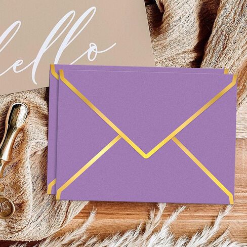 50 Pieces A7 Colorful 5x7 Envelopes V Flap Invitation Envelopes,Letter Envelopes for 5x7 Cards, Birthday, Weddings, Graduations, Greeting Cards, Baby Shower (Purple) in Saudi Arabia