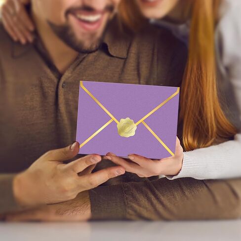 50 Pieces A7 Colorful 5x7 Envelopes V Flap Invitation Envelopes,Letter Envelopes for 5x7 Cards, Birthday, Weddings, Graduations, Greeting Cards, Baby Shower (Purple) in Saudi Arabia