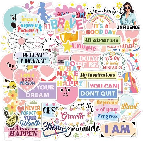 50 PCS ملصقات لوحة الرؤية الملهمة ، اقتباسات تحفيزية لطيفة التأكيدات إيجابية التصميم in Kuwait