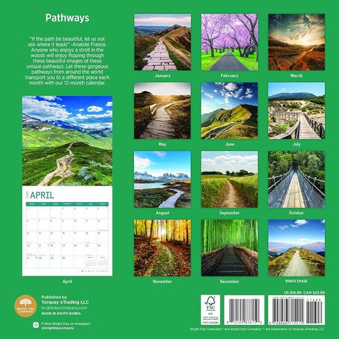 Bright Day Calendars 2025 Pathways Monthly Wall Calendar - Beautiful Landscape Photography Gift (12 x 12 Inch) in Kuwait